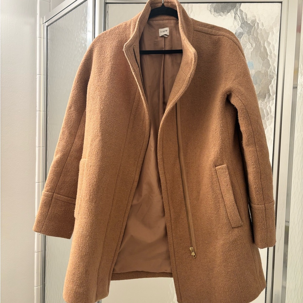 J. Crew Women's Camel/Tan Wool Blend Zip Pea Coat